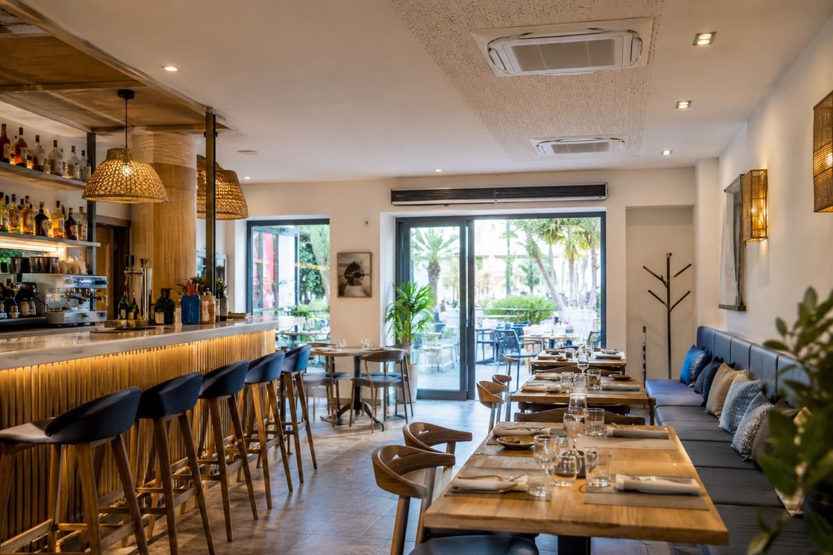 Climatización instalada en el interior de un restaurante