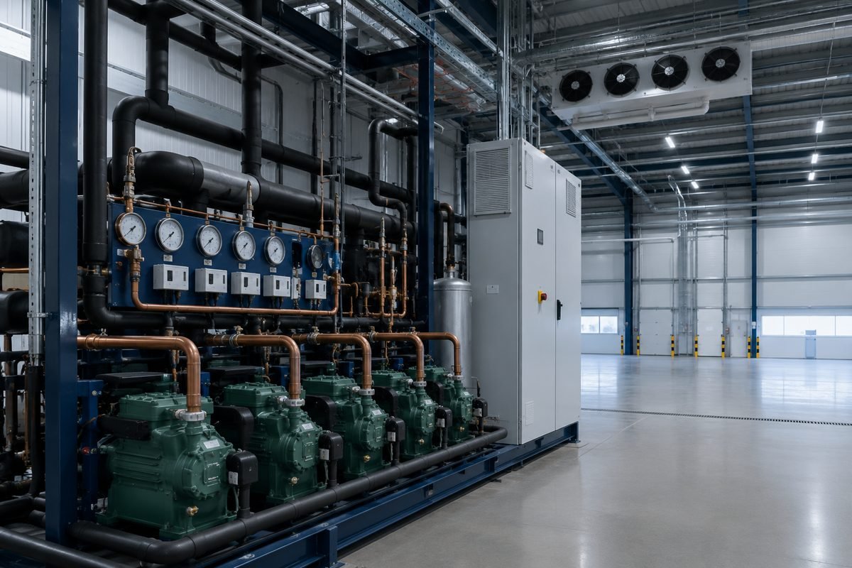 Sala de máquinas de refrigeración industrial