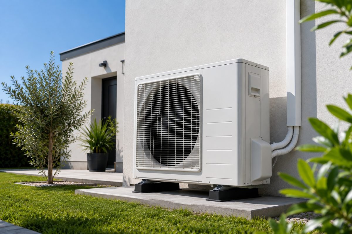 Bomba de calor de aerotermia instalada en una vivienda unifamiliar